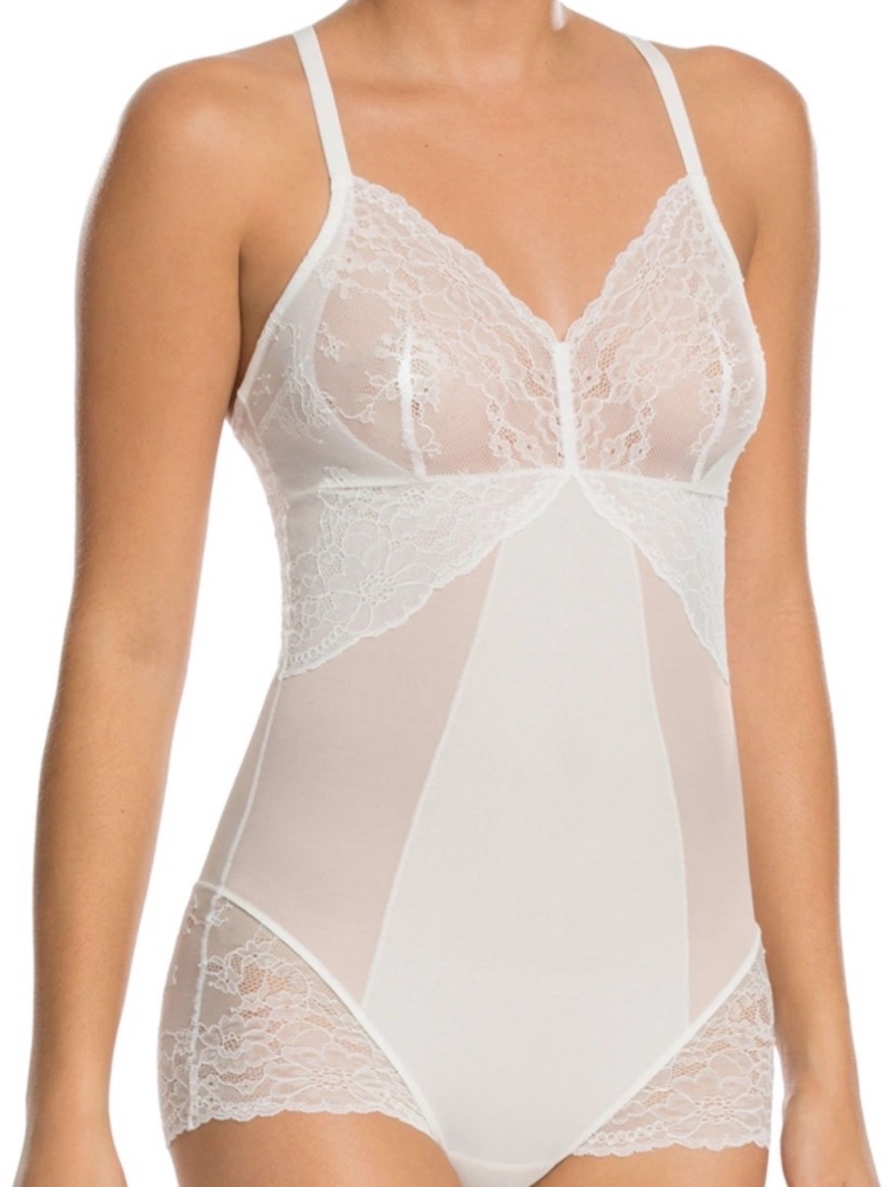 SPANX White Lace Trim Shaping Bodysuit